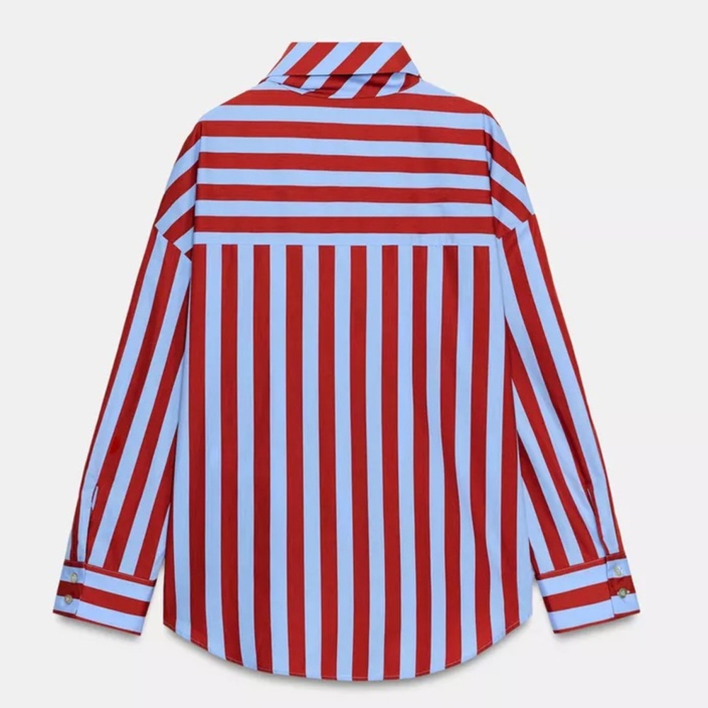 ZARA BOW NECK STRIPED SHIRT - Picture 14 of 16
